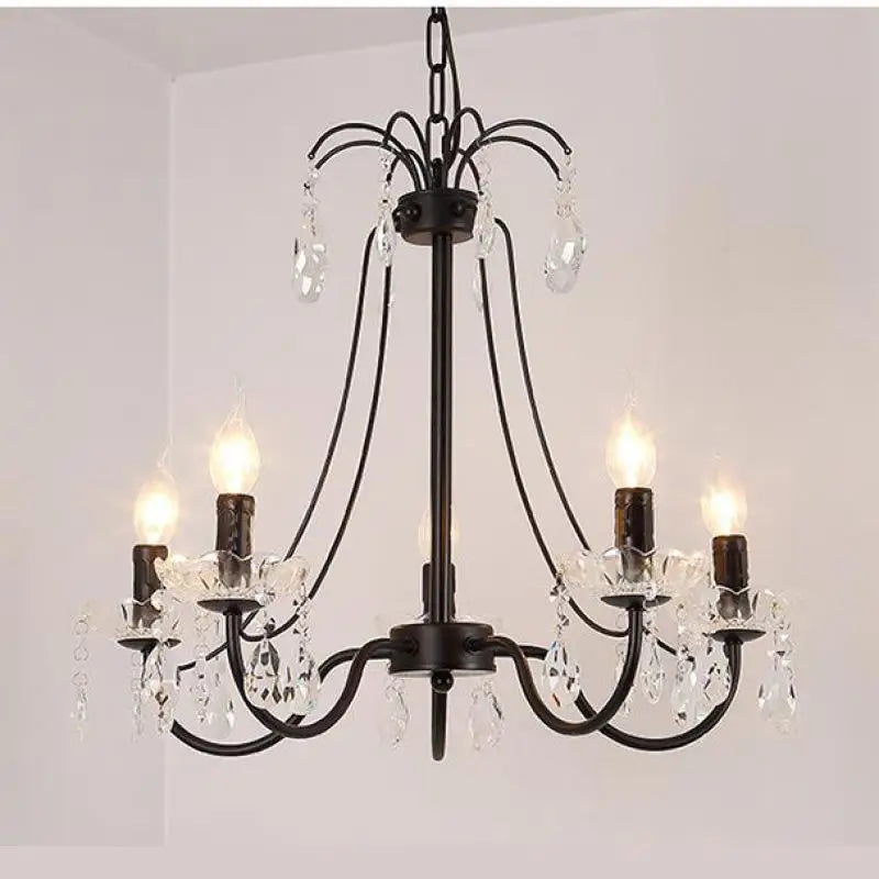 lustre rétro en fer et cristal style américain créatif - vue 4 sur 12