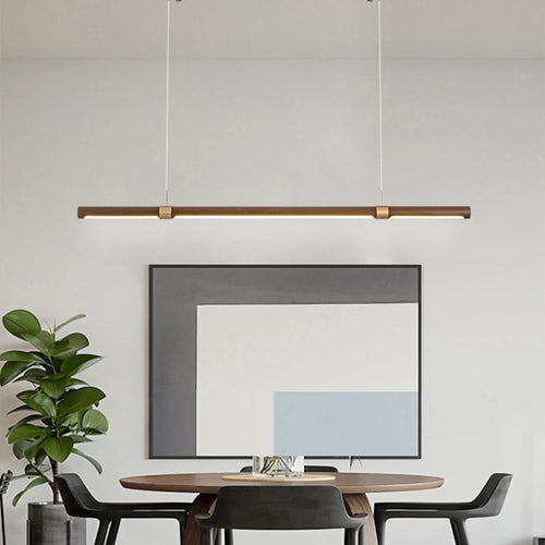 suspension LED imitation bois et métal minimaliste réglable - vue 4 sur 9
