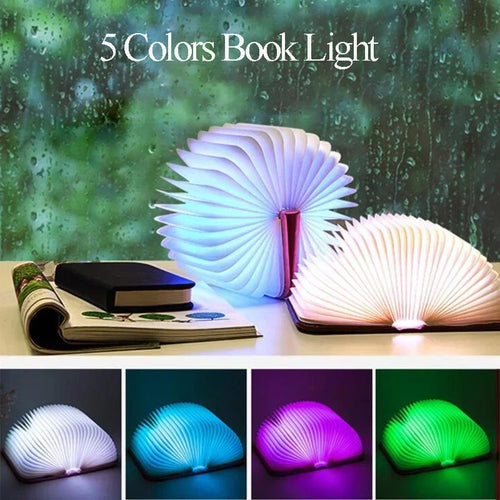 3D pliant créatif LED veilleuse RGB couleur USB Recharge en bois livre lumière décor chambre bureau lampe de Table pour enfant cadeau d'anniversaire - vue 2 sur 10