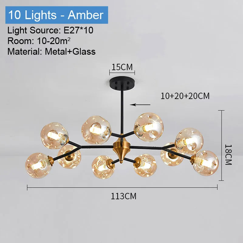 lustre moderne en verre avec éclairage led élégant - vue 10 sur 14