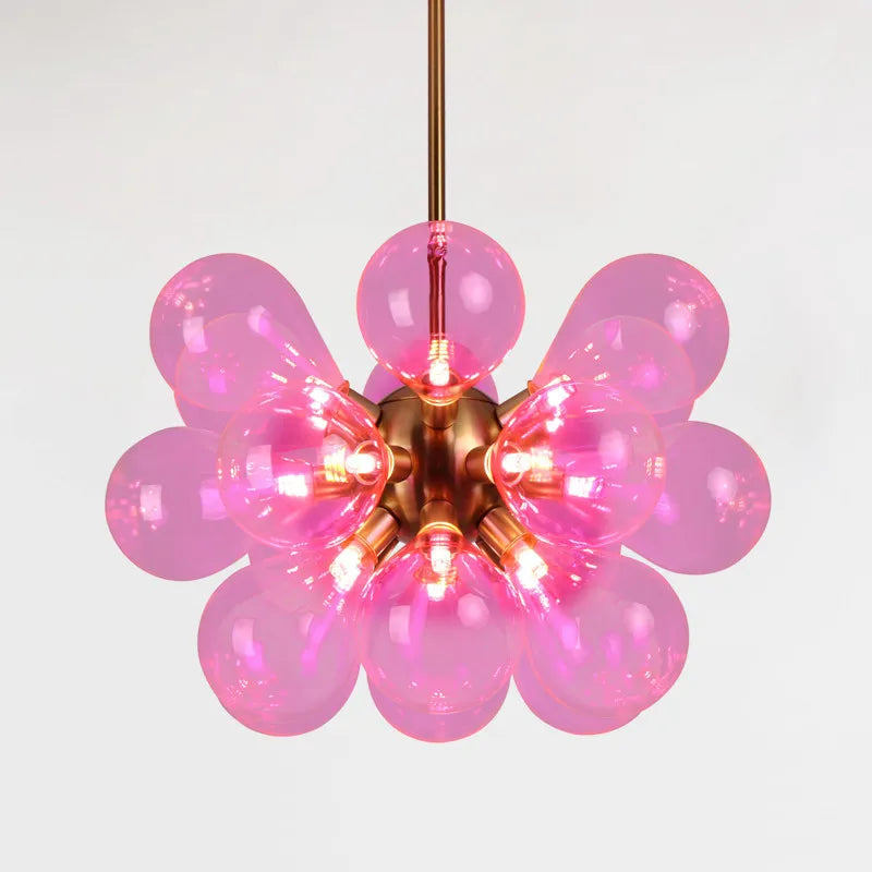 lustre nordique boule verre led décoration maison suspendu - vue 3 sur 10