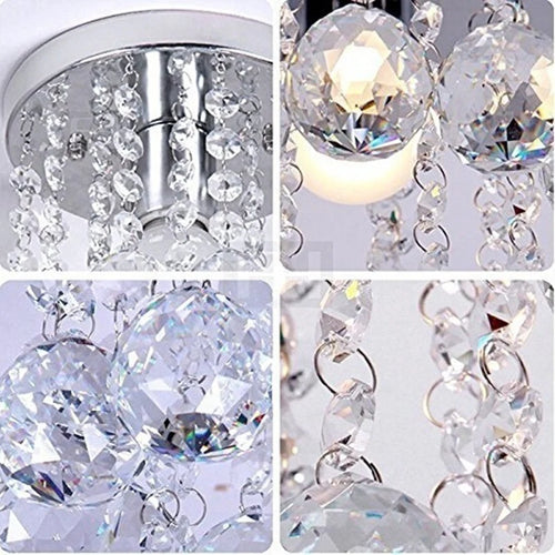 lustre moderne led boule de cristal luminaire suspension plafonnier - vue 5 sur 6