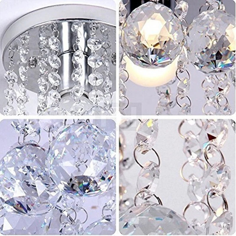 lustre moderne led boule de cristal luminaire suspension plafonnier - vue 4 sur 6