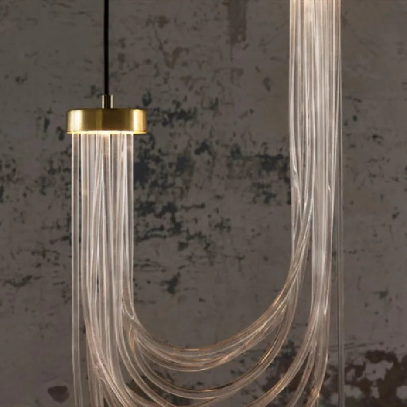 suspension led lumière transparente acrylique 	 fil réglable - vue 4 sur 8