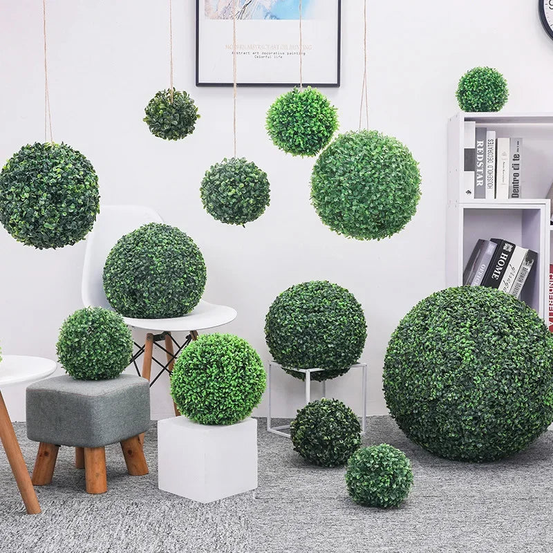 boule décorative en gazon artificiel pour jardin mariage et balcon - vue 1 sur 10