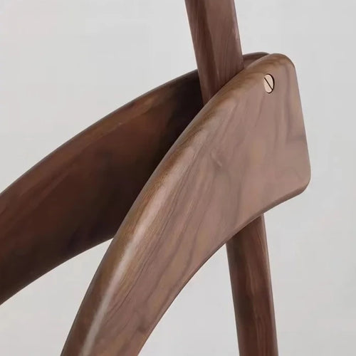 lampadaire design en bois noyer avec lampe suspendue - vue 8 sur 10