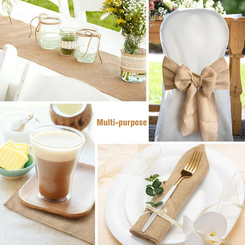 Chemin de table jute naturelle style rustique ferme - vue 7 sur 6