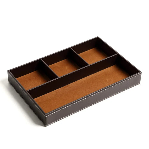plateau de rangement en similicuir avec 5 compartiments pratiques - vue 12 sur 12