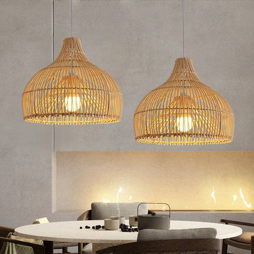 suspension en rotin japonais pour restaurant asiatique style pastoral - vue 2 sur 12