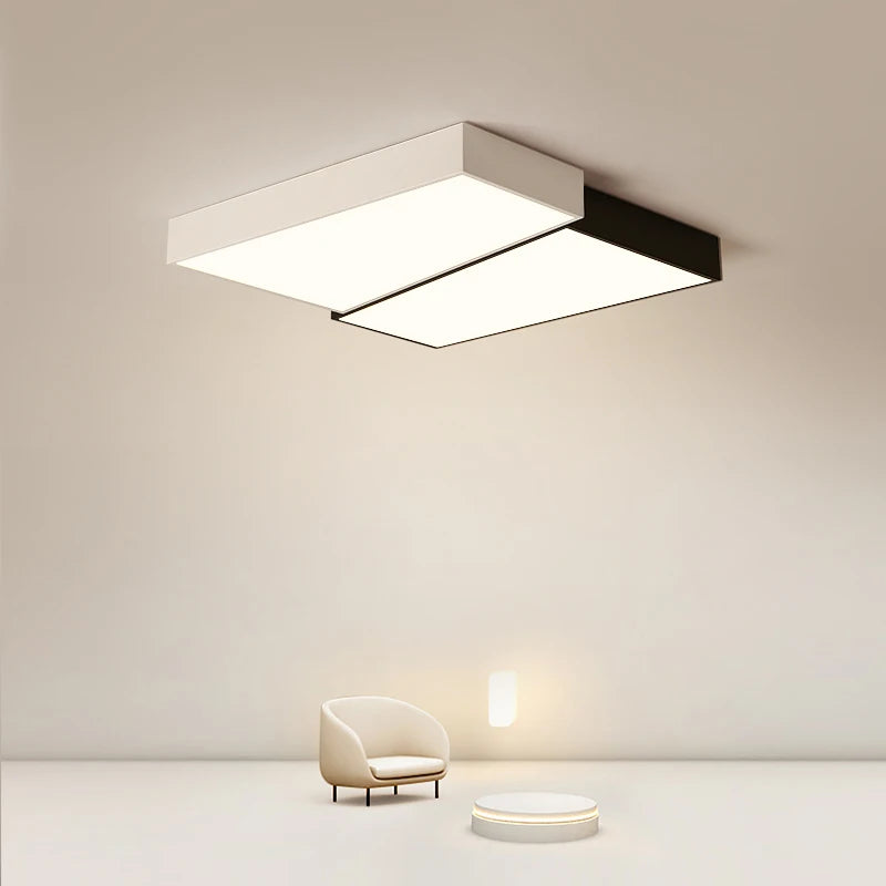 Plafonnier LED noir et blanc carré - vue 2 sur 8