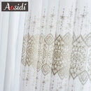 Voilage brodé tulle transparent style moderne salon chambre