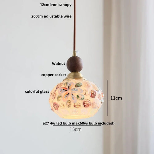 suspension en verre coloré avec fil de bois réglable moderne - vue 25 sur 25