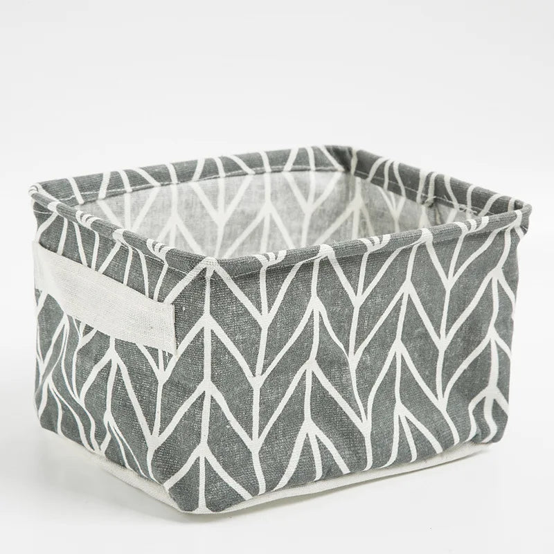 panier de rangement pliable en toile avec poignée coton et lin - vue 13 sur 22