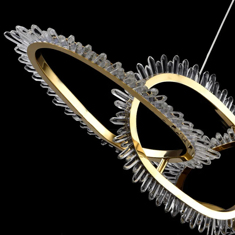 lustre de luxe en cristal avec anneaux led modernes - vue 6 sur 16