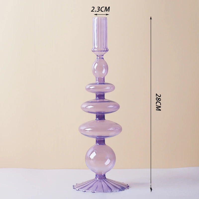 bougeoirs coniques en verre pour décoration de table de mariage - vue 24 sur 32