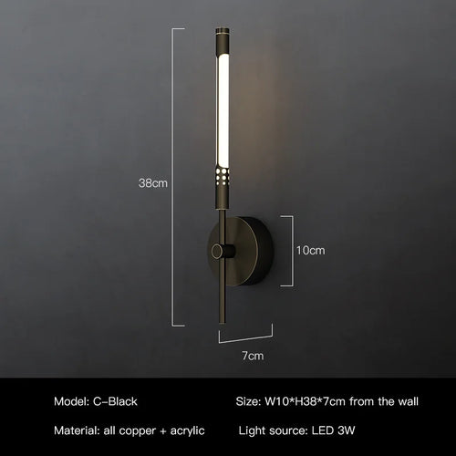 applique murale led design moderne en cuivre pour intérieur décoratif - vue 11 sur 12