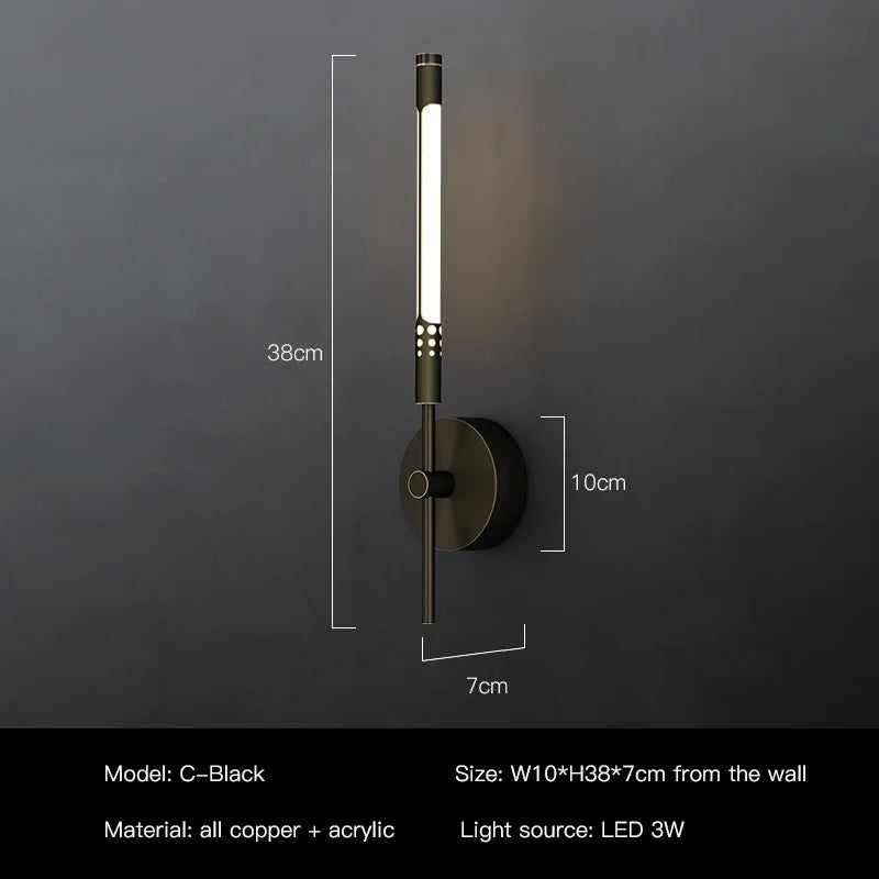 applique murale led design moderne en cuivre pour intérieur décoratif - vue 10 sur 12