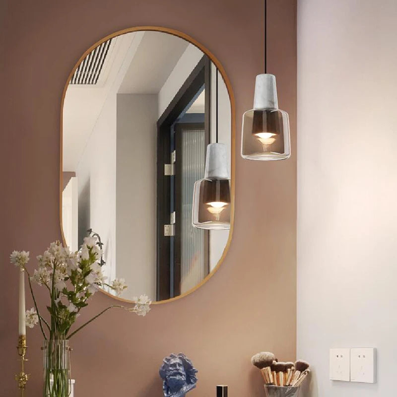 lustre en marbre naturel style nordique pour bar et salon - vue 3 sur 7
