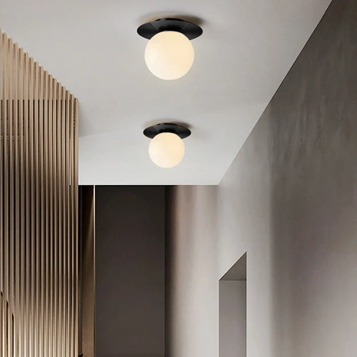 plafonnier led nordique avec boule de verre dépoli pour intérieur - vue 2 sur 8