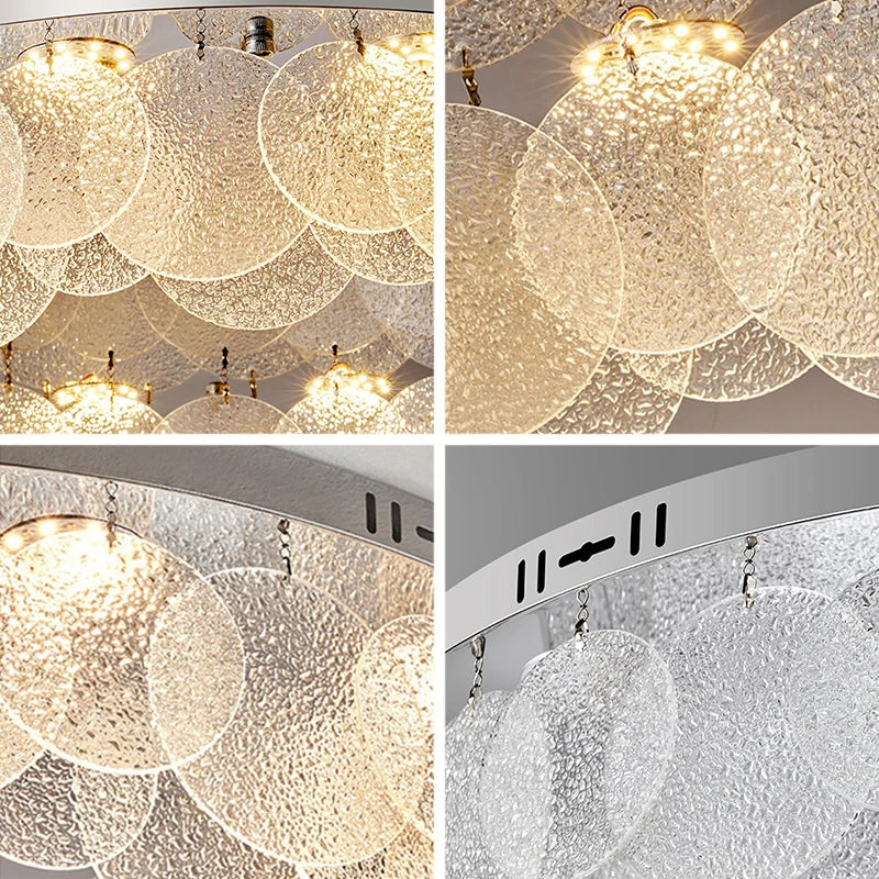 Plafonnier Led rond en verre et cristal - vue 5 sur 10