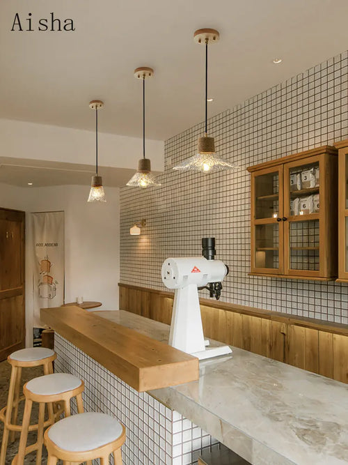 lustre nordique japonais trois têtes style bûche pour intérieur créatif - vue 4 sur 13