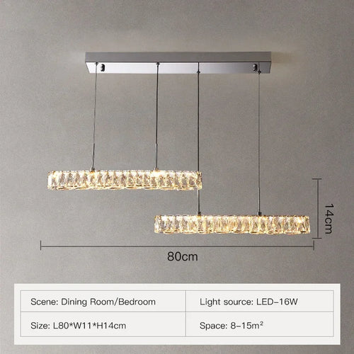 lustre led moderne en cristal avec intensité variable pour la maison - vue 9 sur 13