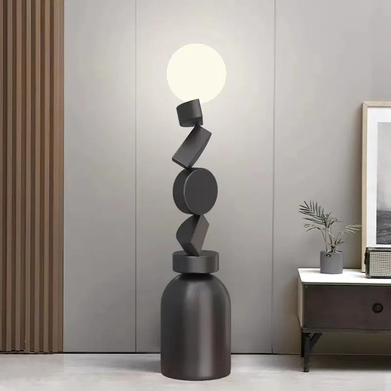 lampadaire design rond en verre pour décoration moderne - vue 3 sur 9