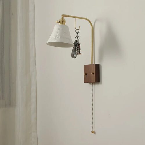 applique murale en céramique style chinois avec interrupteur à tirette - vue 4 sur 9