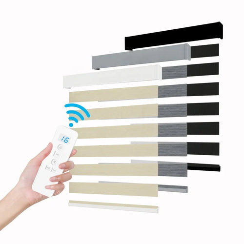 Store zébré électrique double couche occultant télécommande maison - vue 2 sur 8