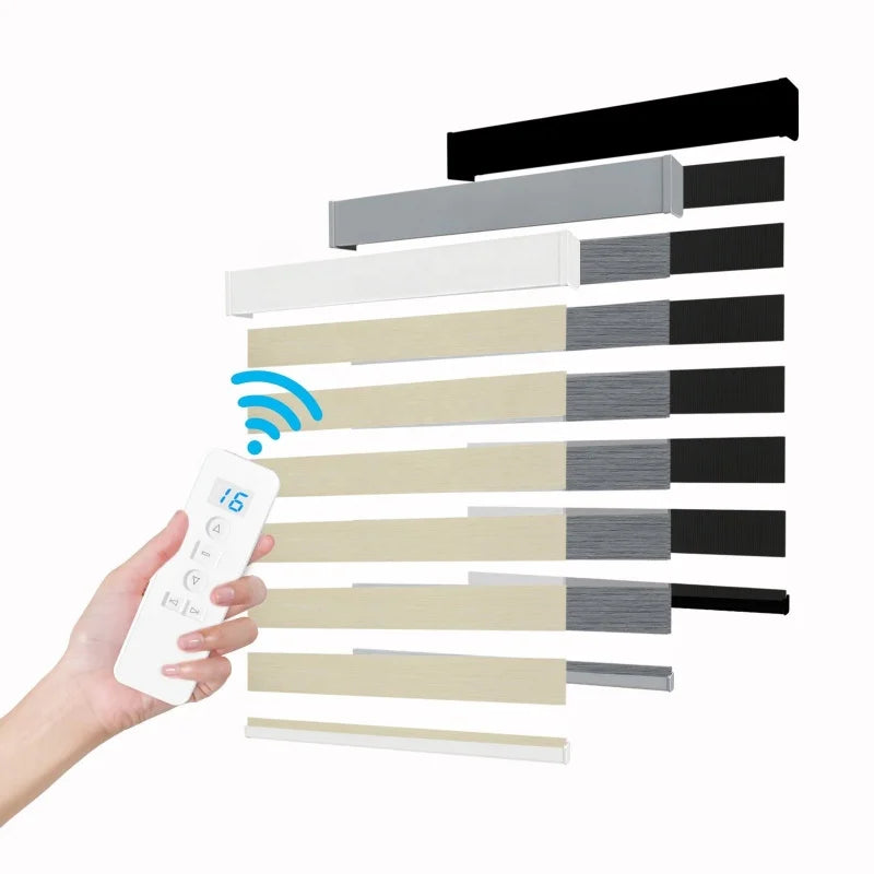 Store zébré électrique double couche occultant télécommande maison - vue 1 sur 8