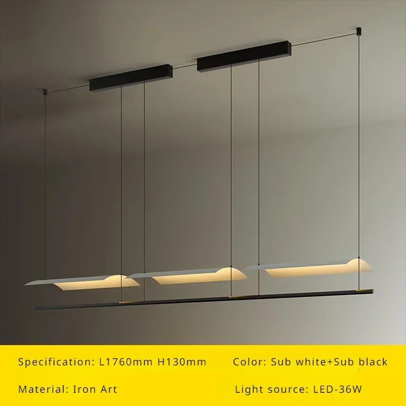 lustre suspendu moderne nordique éclairage design long et simple - vue 7 sur 12