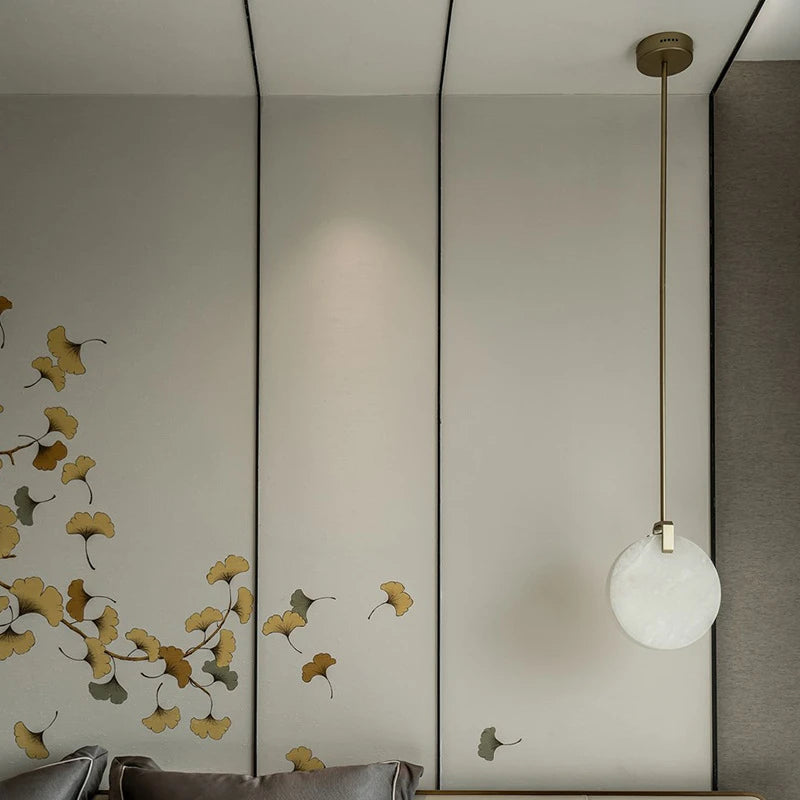 lustre moderne en marbre créatif led imitation luxe - vue 5 sur 10