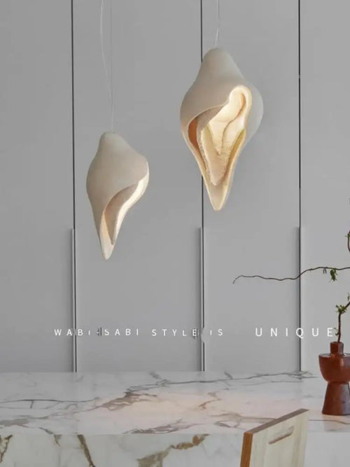 lustre en conque design nordique wabi sabi pour décoration intérieure - vue 5 sur 9