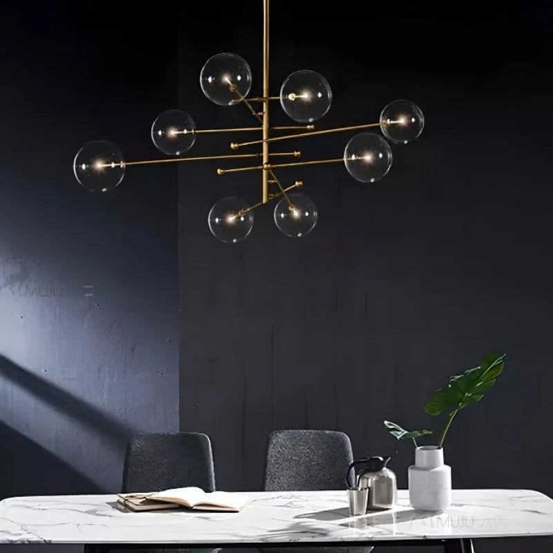 lustre à led en verre pour intérieur moderne décoratif - vue 2 sur 8
