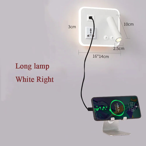 lampe de chevet murale led avec port usb et interrupteur rotatif - vue 11 sur 14