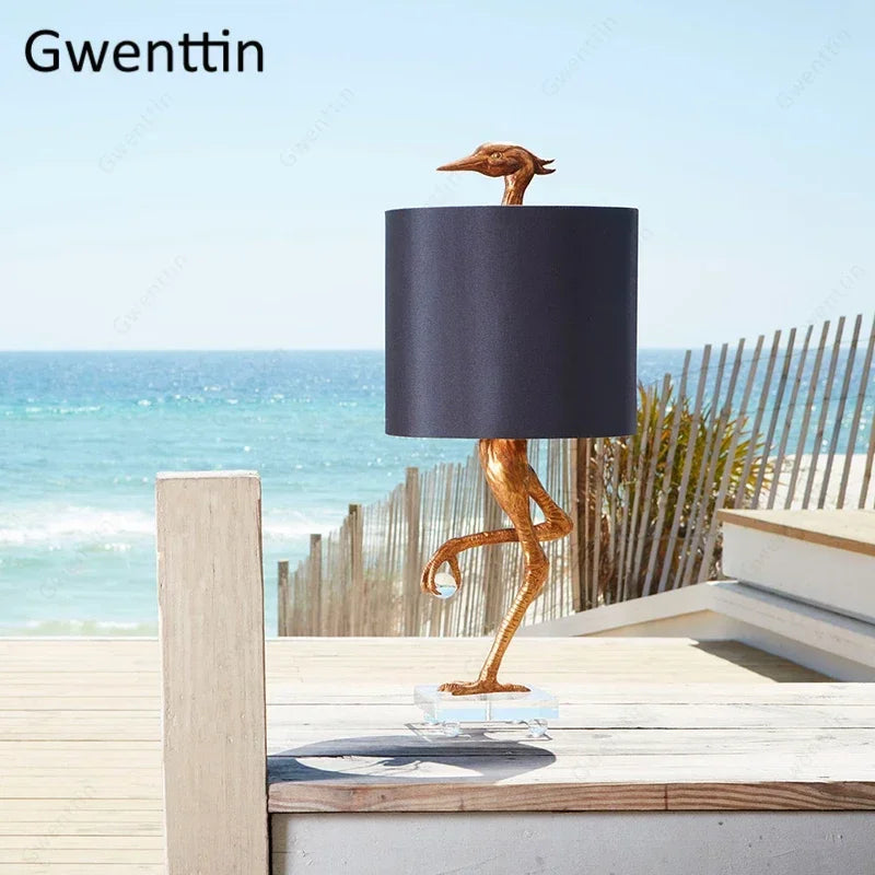lampe de table autruche design créatif pour décoration intérieure moderne - vue 4 sur 7