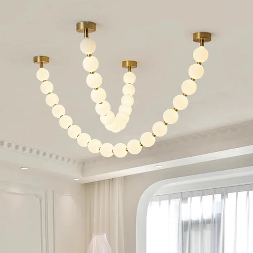 lustre design perles nordiques led pour décoration maison - vue 2 sur 9