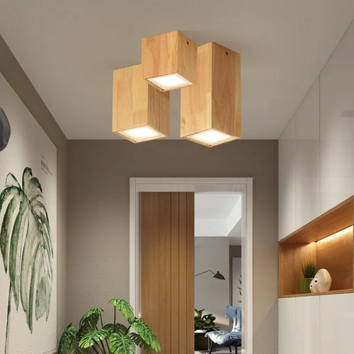 Lampe plafonnier moderne bois surface - vue 5 sur 12