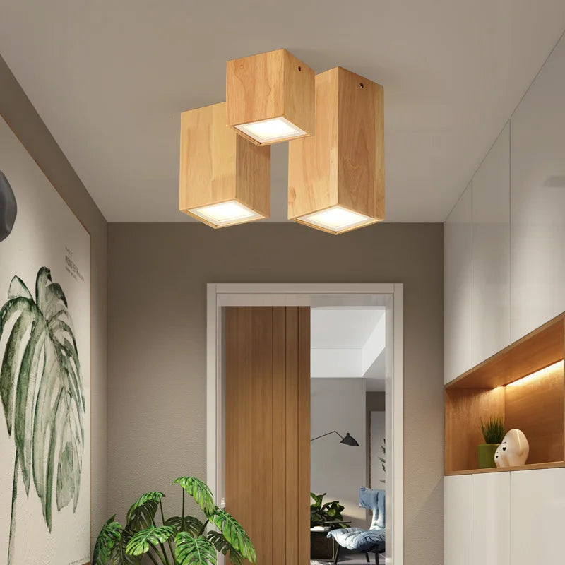 Lampe plafonnier moderne bois surface - vue 4 sur 12