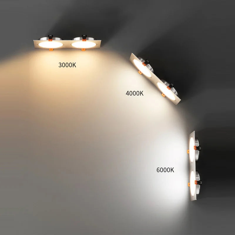 plafonnier led encastré spot anti-éblouissant simple double triple tête - vue 5 sur 5