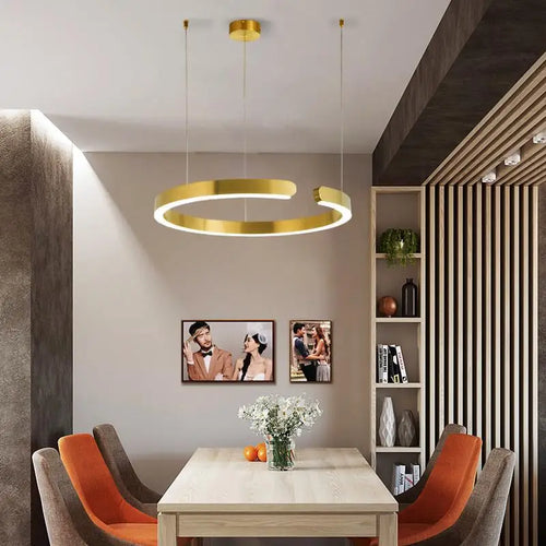 suspension LED en anneaux de luxe pour ambiance moderne - vue 7 sur 13
