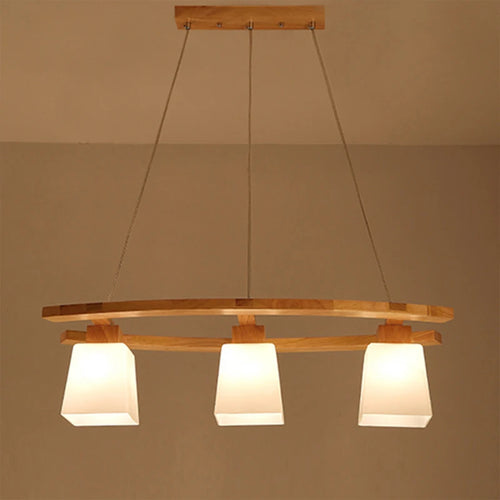 lustre en bois créatif suspendu trois têtes pour restaurant café - vue 7 sur 7