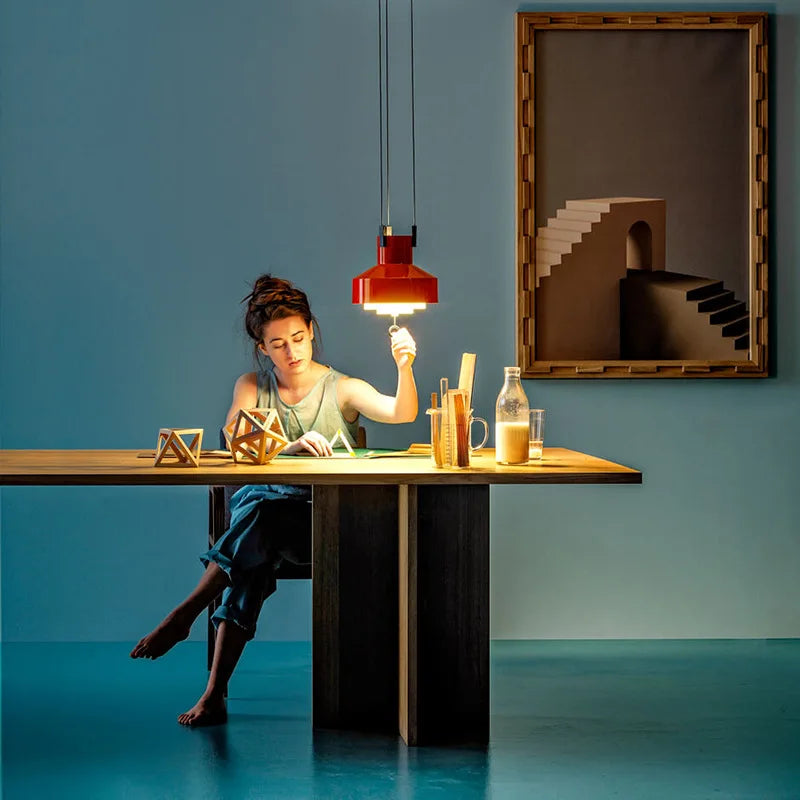 Height Adjustable Suspension Italian Designer Pendant Lamp Hanging Light For Kitchen Restaurant Living Dining Room - vue 2 sur 14