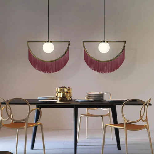 lampe à poser cœur avec pompon rose style nordique créatif - vue 2 sur 12