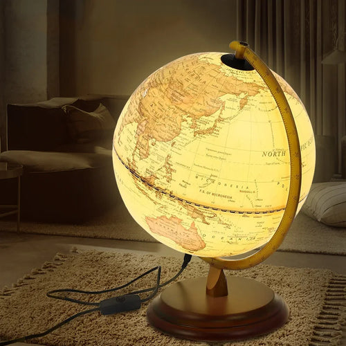 lampe à poser rétro avec globe terrestre décoratif et carte du monde - vue 2 sur 10