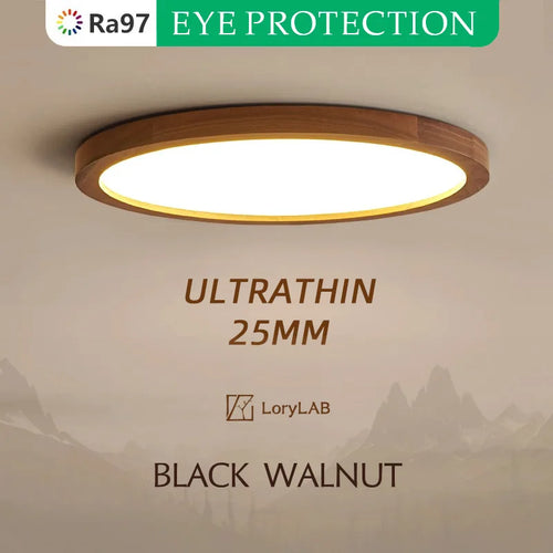 Walnut wood RA≥97, Modern Minimalism Wabi-sabi, Ultra thin eye protection Ceiling light for Living room, Bedroom, Study, Master - vue 2 sur 12