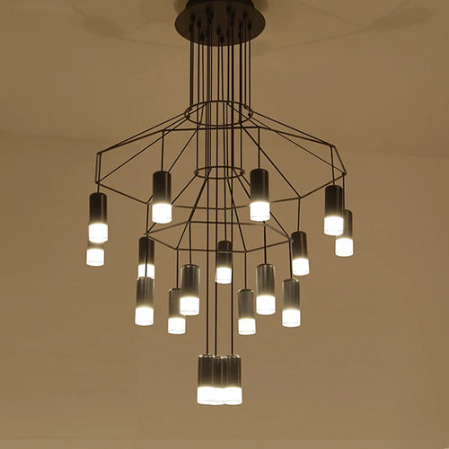 Lustre de Salon moderne cuisine Salon salle à manger hall d'entrée escalier lampe suspendue à flux métallique Loft déco nordique suspension Lustre - vue 4 sur 6