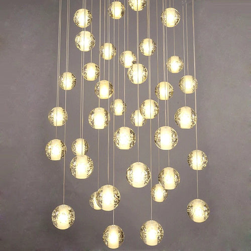 lustre en cristal moderne avec boule tournante led suspendue - vue 2 sur 27