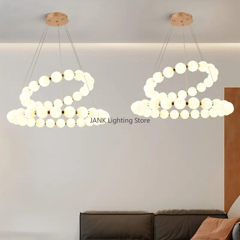 lustre led créatif nordique en forme de haricots magiques double couche - vue 6 sur 11