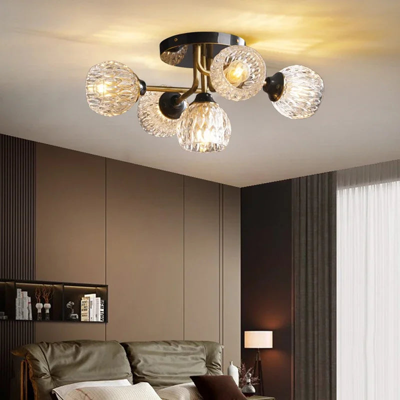 lustre moderne nordique luxe en cristal et cuivre - vue 1 sur 9